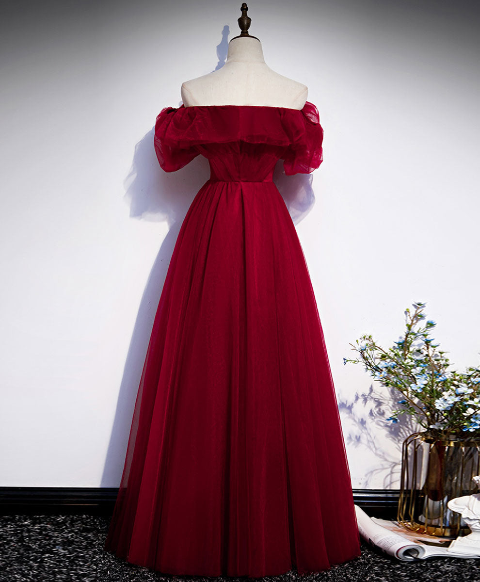 Elegant Burgundy A-Line Long Prom Dress for Women - Perfect for Weddings, Parties & Formal Events