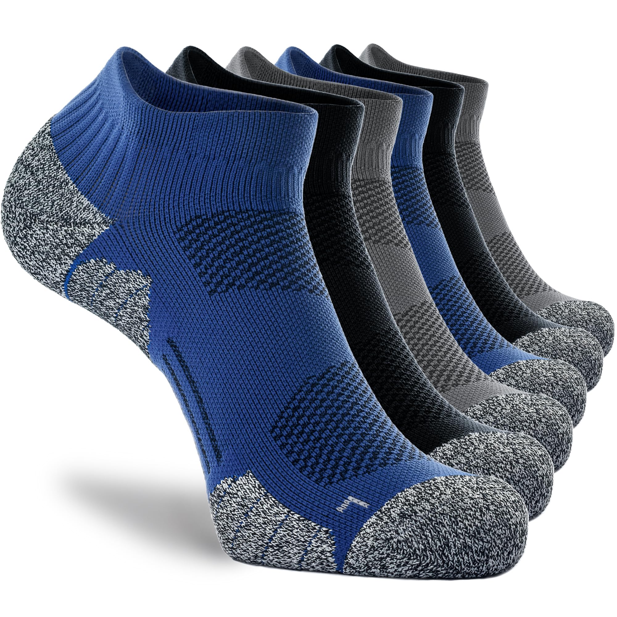 CWVLC Unisex Cushioned Compression Athletic Ankle Socks 6-Pack - Breathable Workout Socks for Running, Hiking & Sports - Moisture Wicking & Arch Support for Men & Women