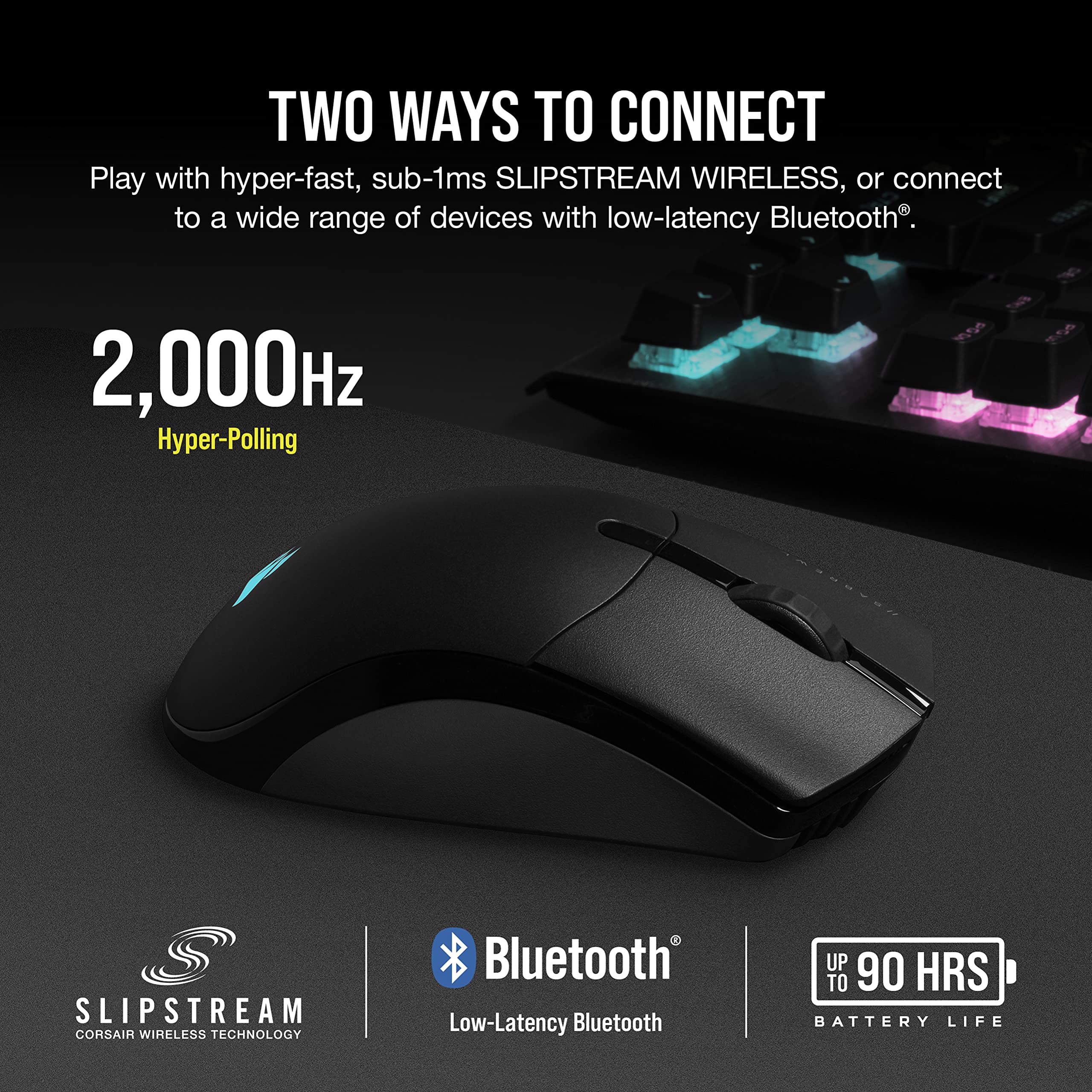 CORSAIR SABRE RGB PRO WIRELESS Gaming Mouse - Ultra-Light 59g FPS MOBA Esports Mouse with 26000 DPI Optical Sensor, Ergonomic Design, iCUE Software Compatible - for PC, PS5, PS4, Xbox - Perfect for Competitive Gaming & Streaming (Black)