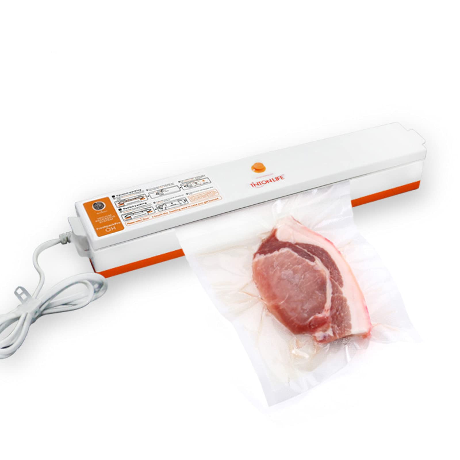 Automatic Vacuum Food Sealer Machine for Home Kitchen - Compact & Portable, Works with Dry, Wet & Oily Foods - Includes 15 Reusable Food Storage Bags (37.5x9.5x5.5cm) - Perfect for Meal Prep, Sous Vide & Food Preservation