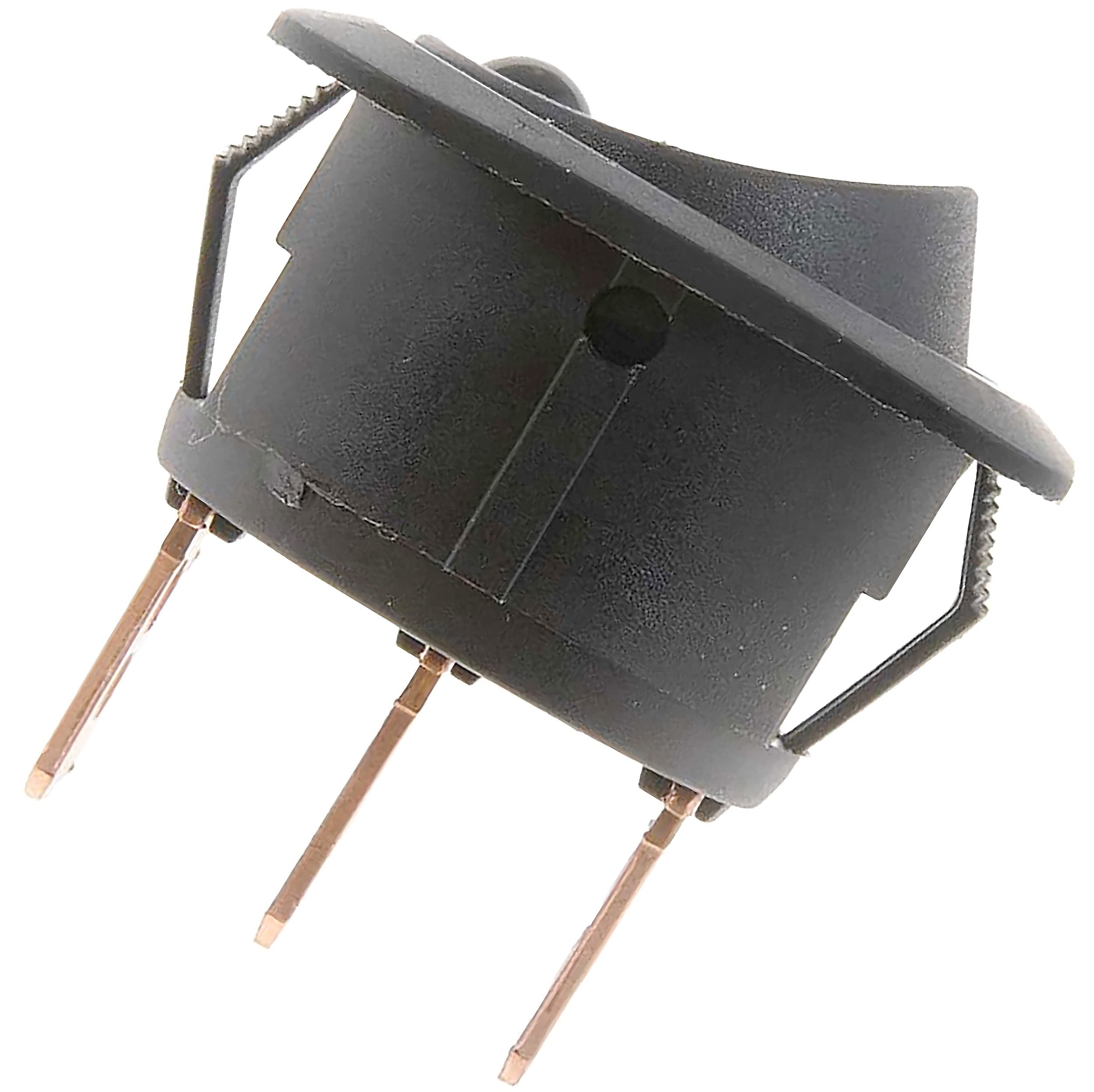 APDTY 95992 Rocker Switch with Blue LED Glow - Round Style Black Electrical Switch for Automotive, Marine & Industrial Applications