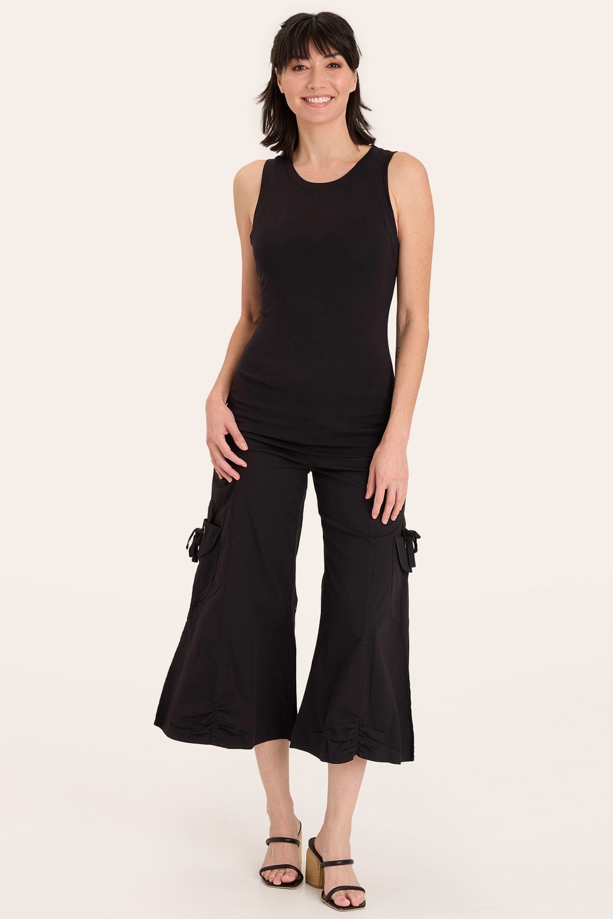 Black Essence Tank Top - Women's Casual Basic Slim Fit Stretch Tee for Everyday Wear, Gym, Yoga & Layering