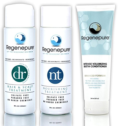 Regenepure DR Shampoo & NT Shampoo with Biotin Conditioner Set - 8 fl oz Each - Hair Growth & Scalp Treatment for Thinning Hair - Perfect for Men & Women with Hair Loss Concerns