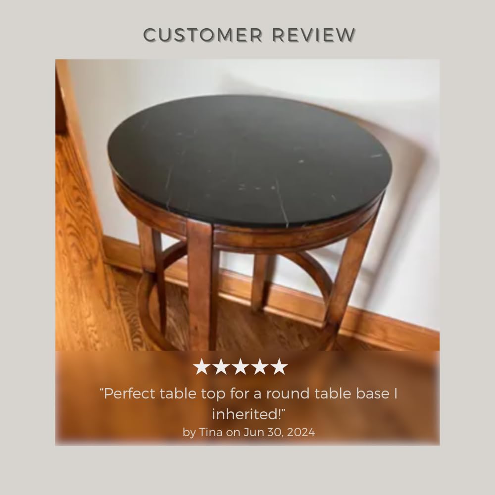 18 Inch Black Marble Ottoman Serving Tray - Round Table Centerpiece for Cakes, Cupcakes & Desserts | Elegant Home Decor for Dining, Tea Parties & Entertaining