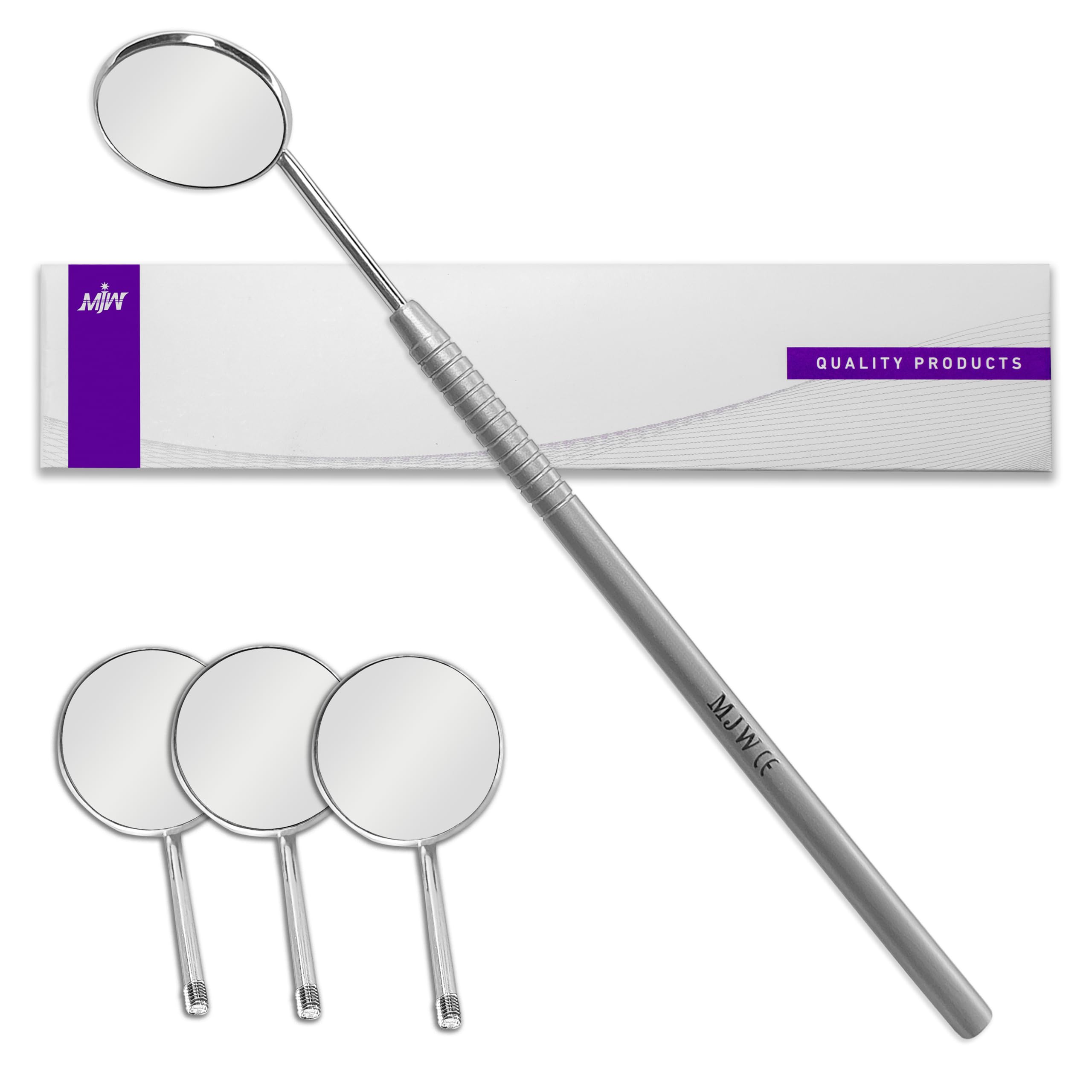 **3-Piece Replaceable Head Dental Mirror - Stainless Steel Front Surface Tooth Mirror for Dentists & Teeth Cleaning - Perfect for Oral Hygiene, Daily Use & Dental Inspections**
