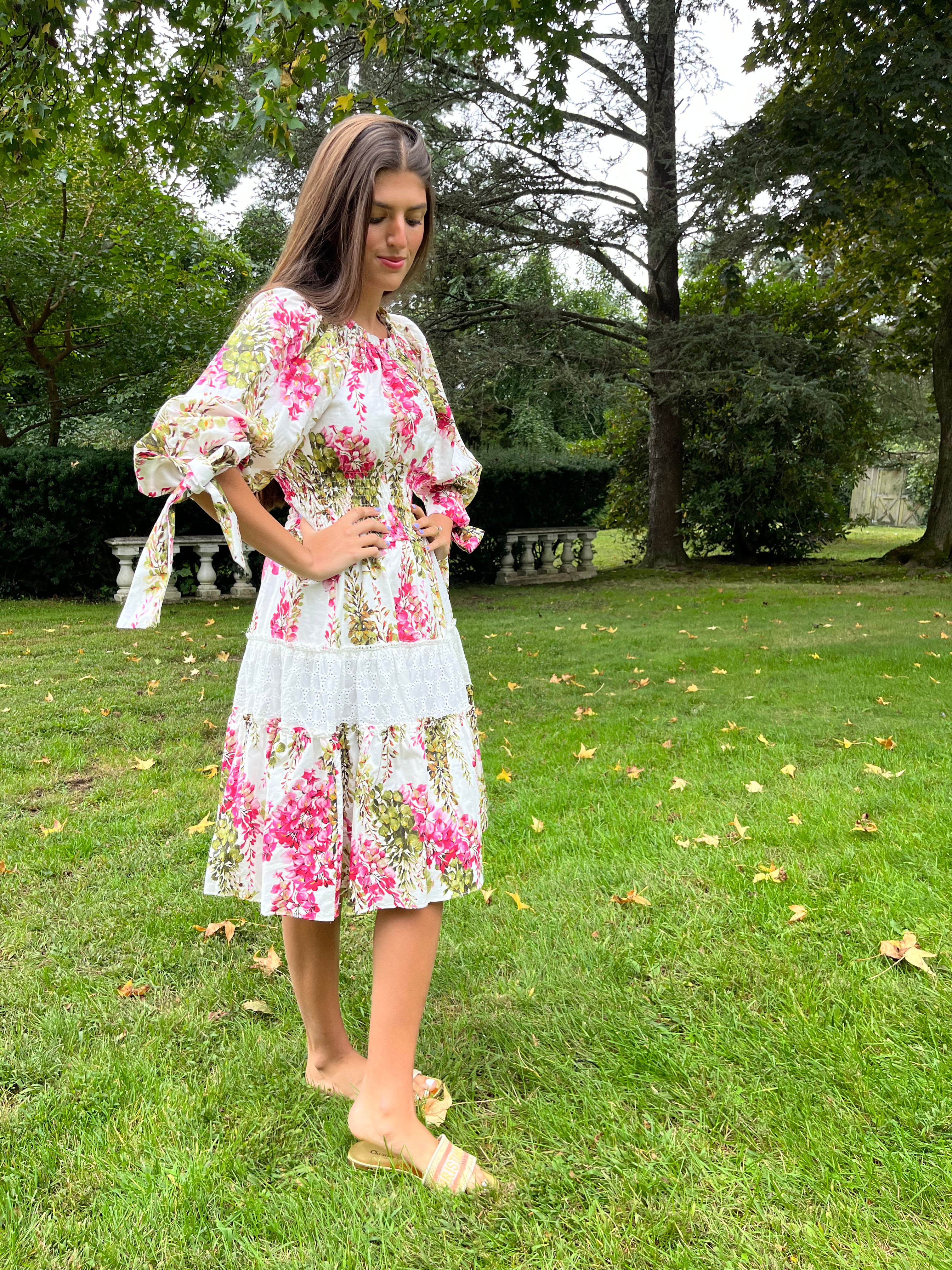 Floral Wisteria Print Summer Dress for Women - Elegant Flowy Maxi Dress for Beach, Wedding & Special Occasions