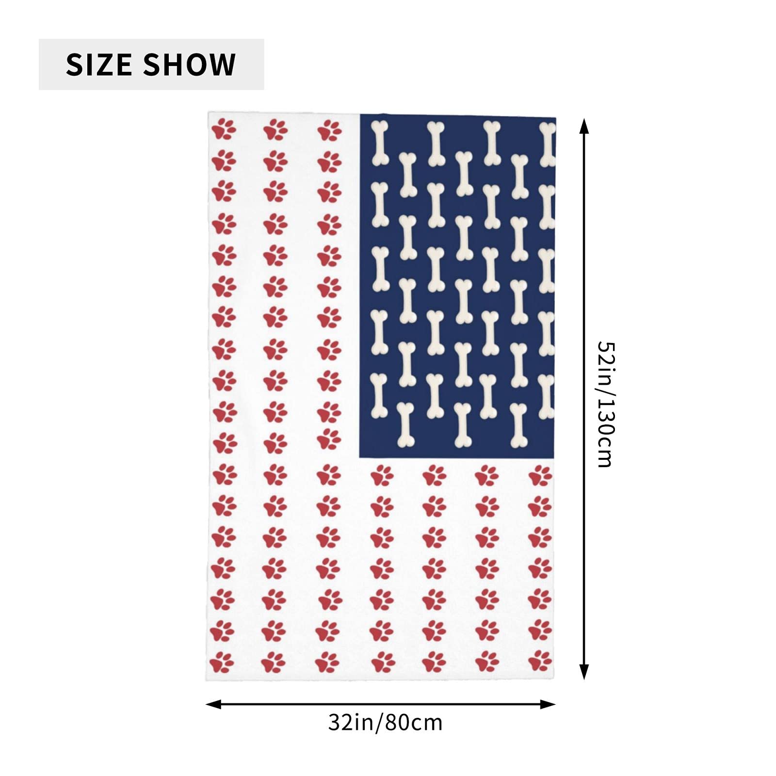 Premium Microfiber Sand-Free Beach Towel with Bone & Paw Prints - 32x52 Inch Oversized Quick Dry Absorbent Towel for Dogs, Pool, Swimming & Bathroom - Perfect for Beach Outings, Pet Grooming & Poolside Relaxation