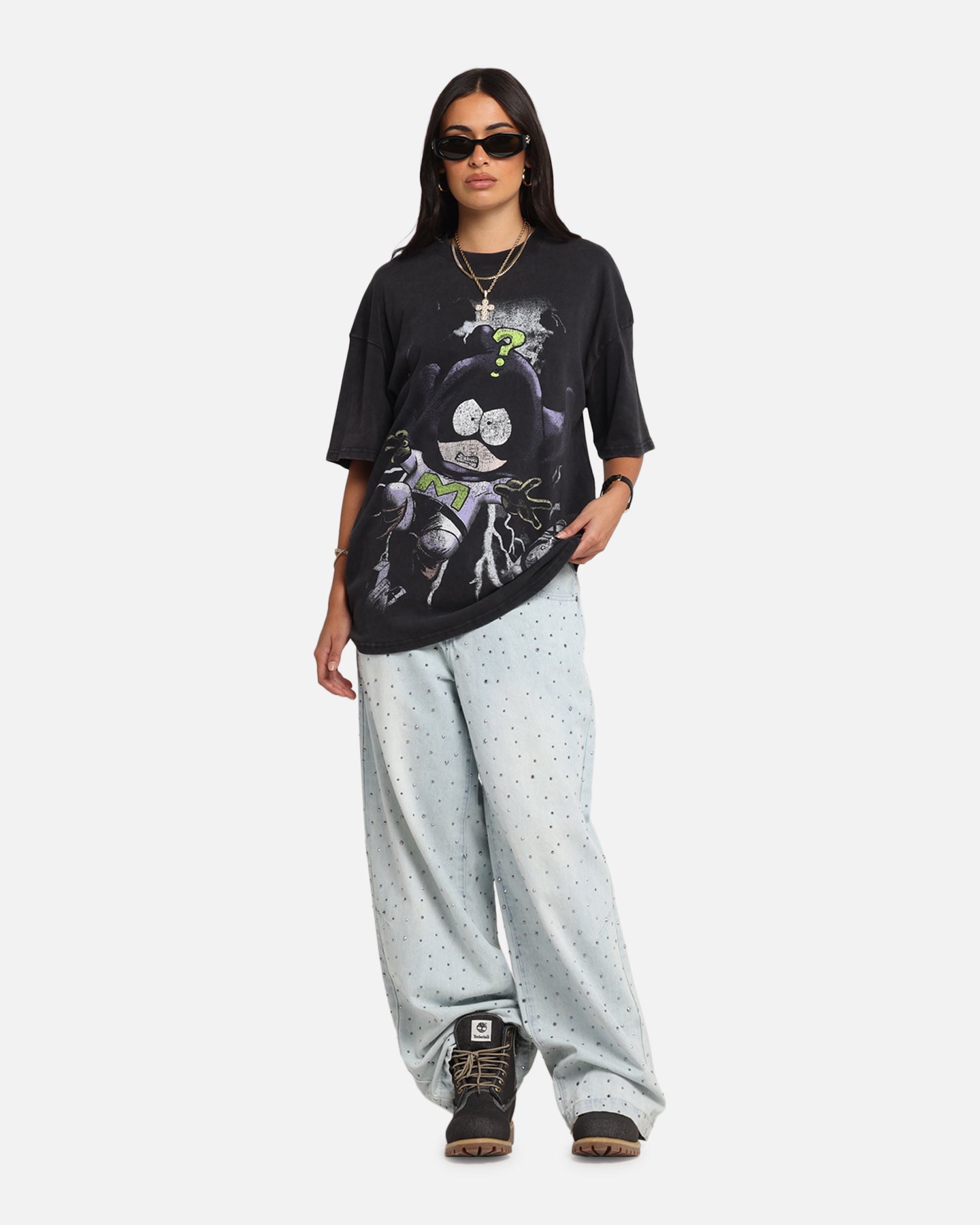 73 Studio X South Park Mysterion Vintage Black Acid Wash T-Shirt | Cartoon Character Tee for Fans & Collectors | Casual Wear & Gift Idea