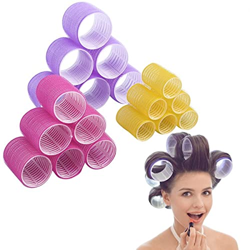Ghelonadi No Heat Hair Rollers - 10 PCS Self Grip Plastic Snap-on Curlers for DIY Hair Styling & Salon Use | Random Colors | Perfect for Home Hairdressing, Beach Waves & Overnight Curls