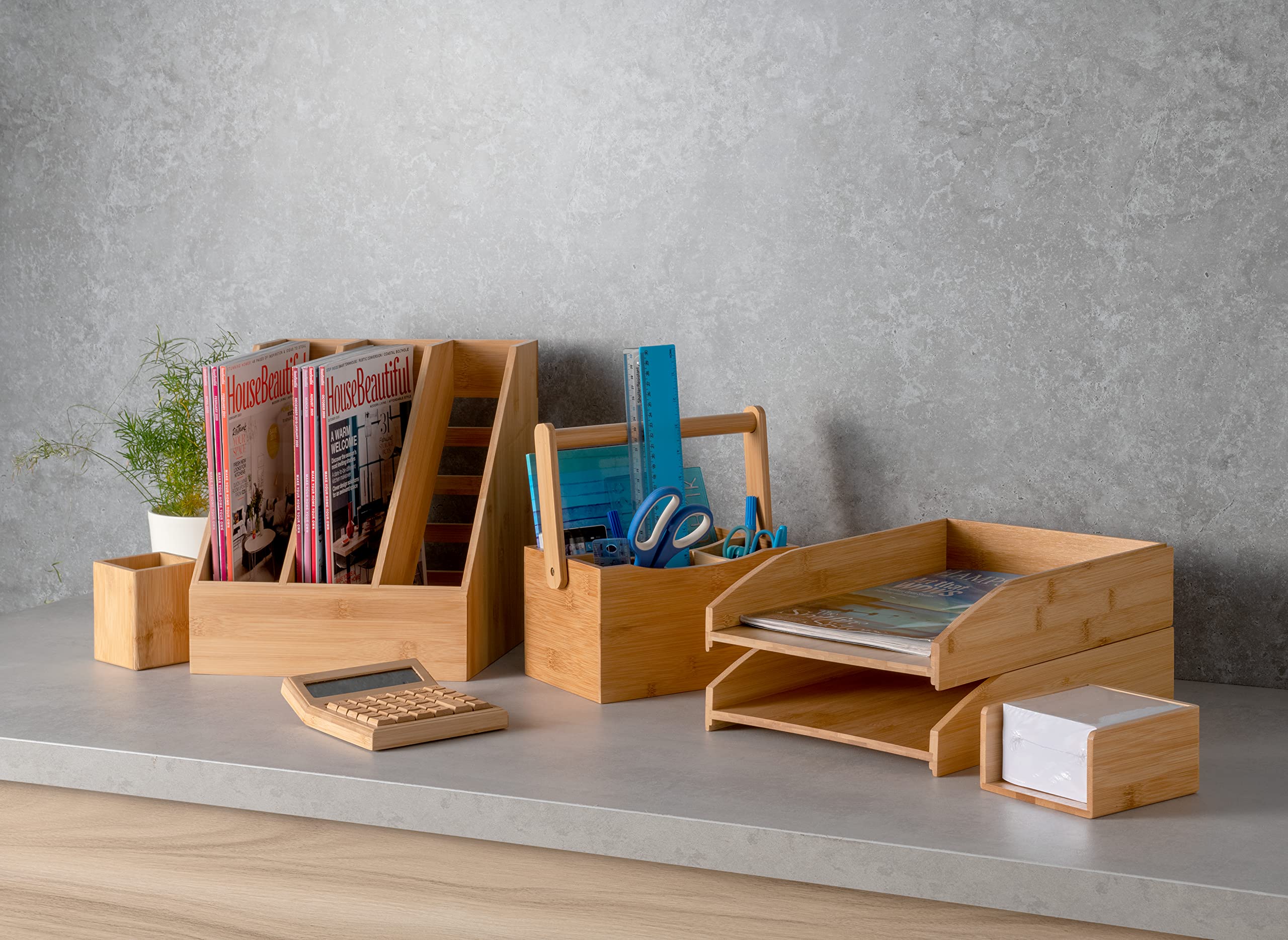 Bamboo Square Pen Holder - Eco-Friendly Desktop Organizer for Pens, Pencils & Office Supplies - Perfect for Home, Office & School Use