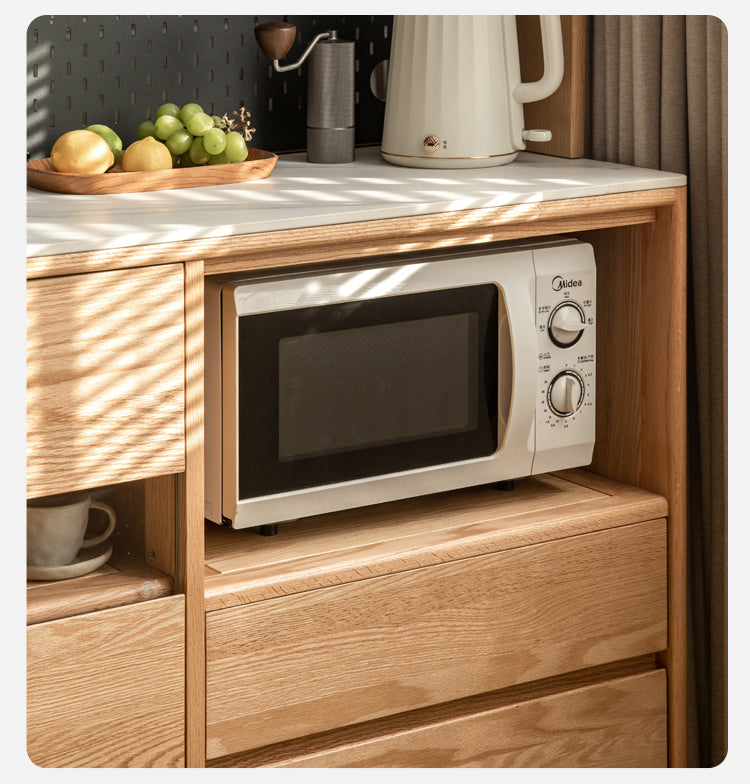 Modern Oak Solid Wood Sideboard Buffet Cabinet - Stylish Storage for Dining Room, Living Room & Entryway