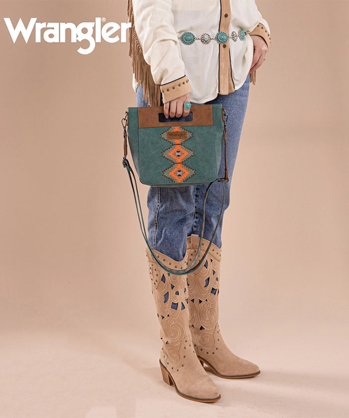 Wrangler Aztec Embroidered Crossbody Bag for Women - Stylish Boho Purse with Adjustable Strap, Perfect for Travel, Shopping & Daily Use