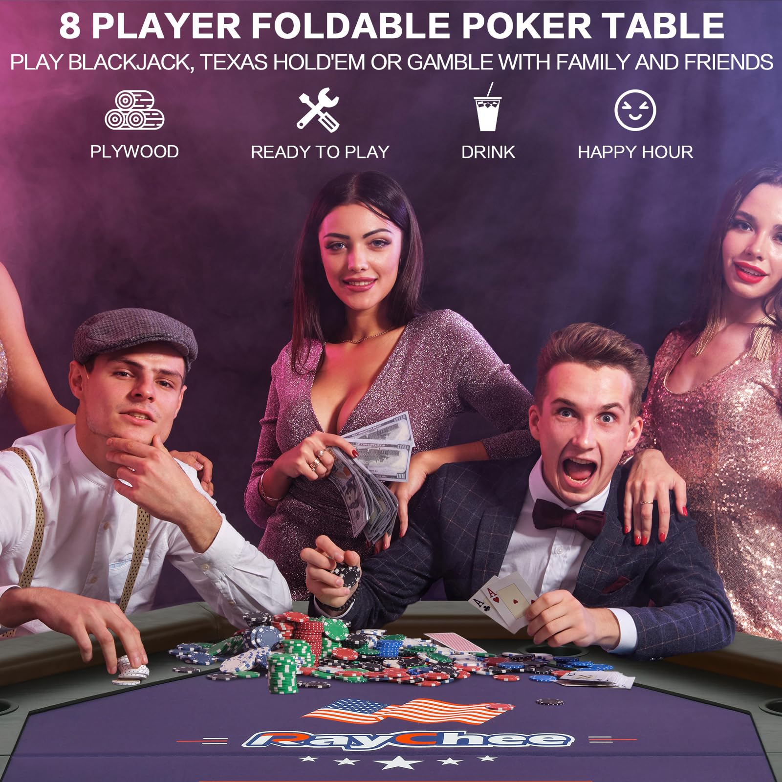 8-Player Foldable Poker Table - 50