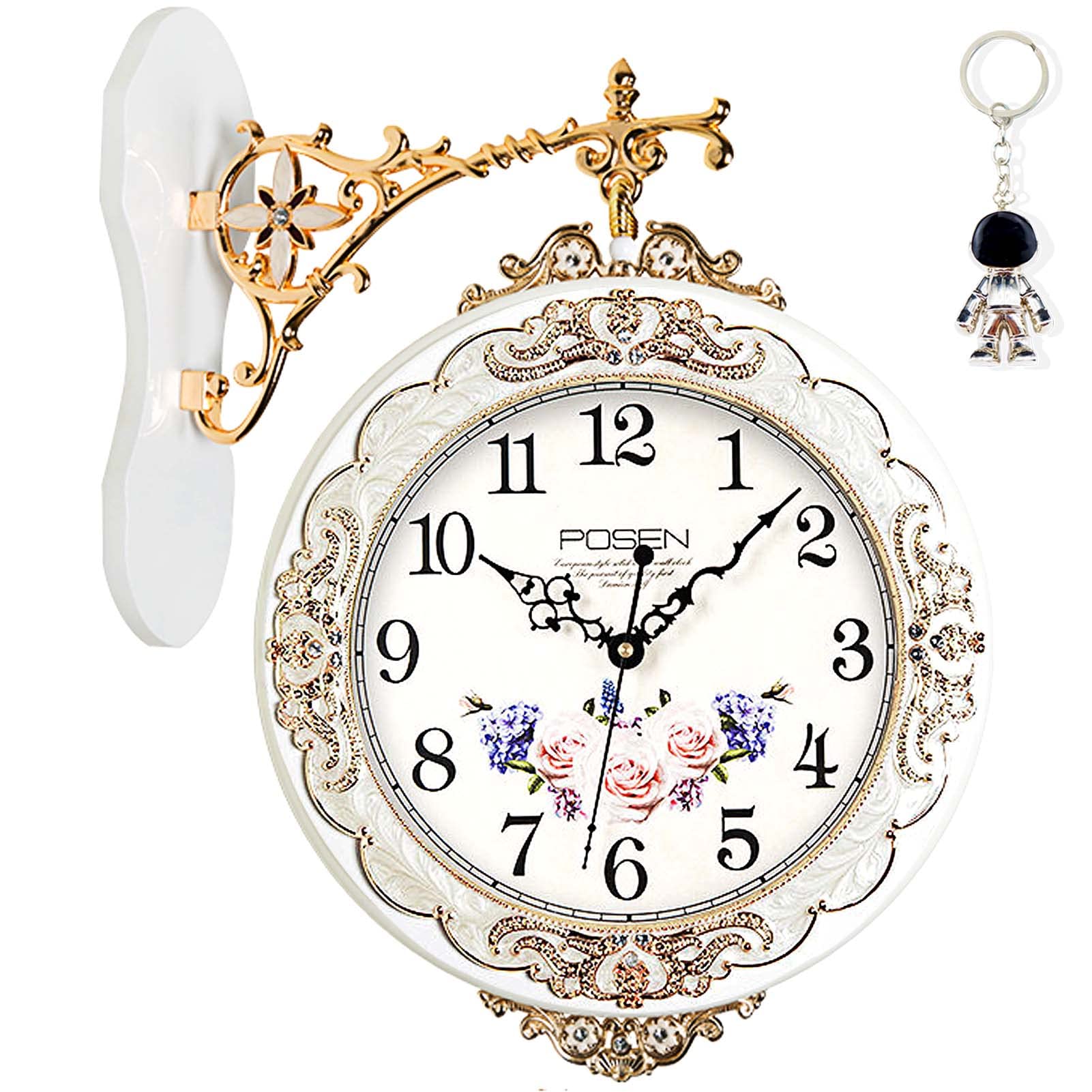 Double Sided Wood Wall Clock with 360° Rotation - Battery Operated Decorative Clock for Living Room, Kitchen, Bedroom, Bathroom & Bar - Perfect for Home, Office and Commercial Spaces