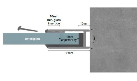 Premium Gun Metal Grey Frameless Shower Screen - Radius Corner Fixed Panel with Extended Dry Glaze U Channels for Modern Bathrooms | Waterproof & Durable Bathroom Upgrade for Home & Hotels