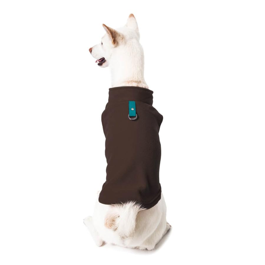 Gooby Fleece Vest Dog Sweater - Brown-Turquoise, X-Small - Warm Pullover Fleece Dog Jacket with O-Ring Leash - Winter Small Dog Coat for Cold Weather - Cozy Pet Clothes for Small Dogs (Ideal for Outdoor Walks & Winter Adventures)