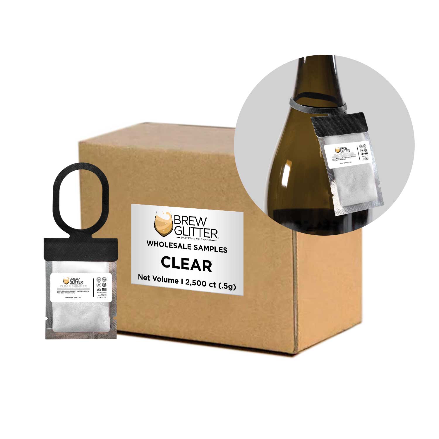 Wholesale Clear Shimmer Brew Glitter® Necklace - Sparkling Fashion Accessory for Parties, Festivals & Nightlife