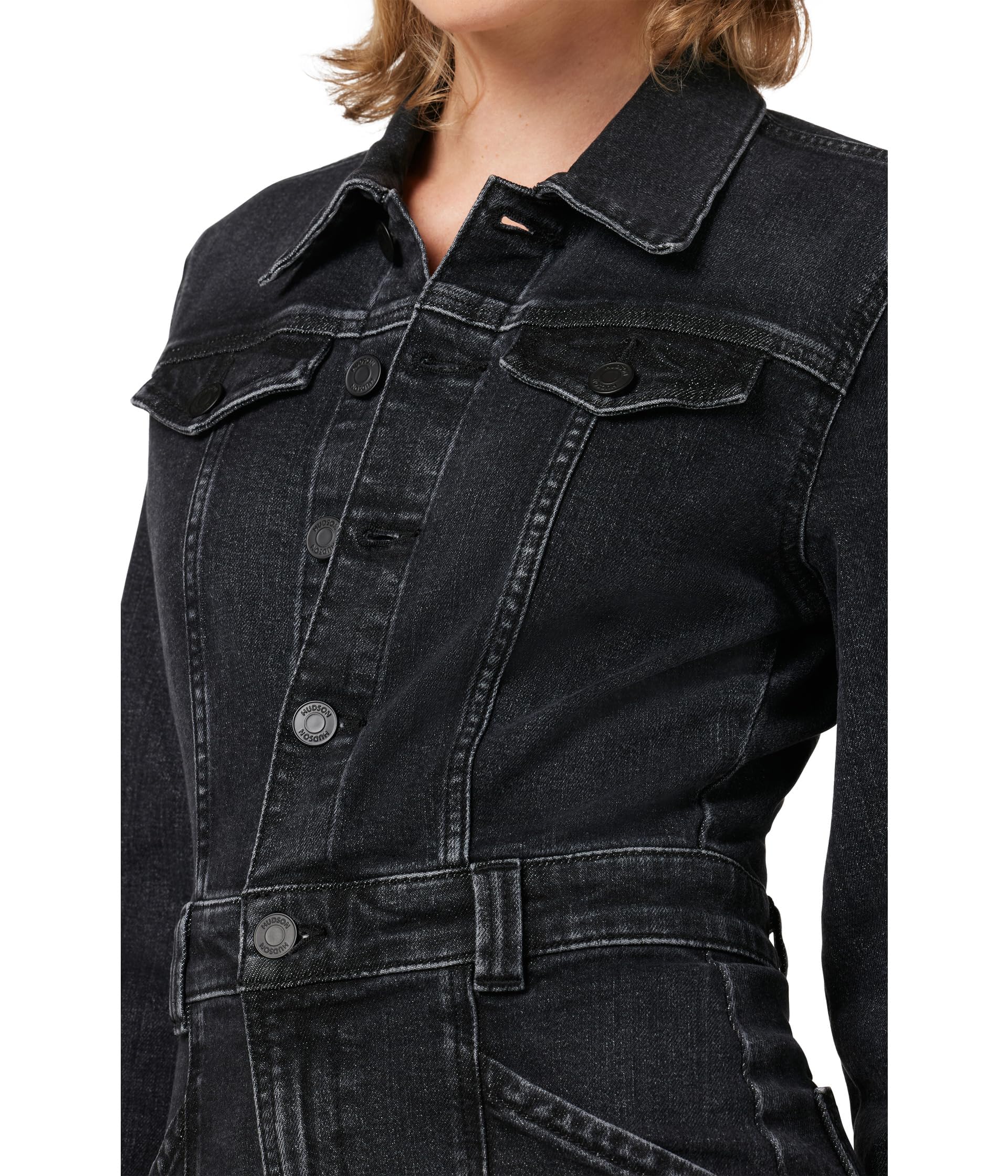 HUDSON Women's Long Sleeve Reconstructed Dress - Elegant Casual & Office Wear for Fall & Winter Seasons