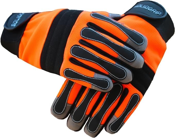 Men's Orange/Black Work Gloves - Gardening & Mechanics - XL for Outdoor & DIY