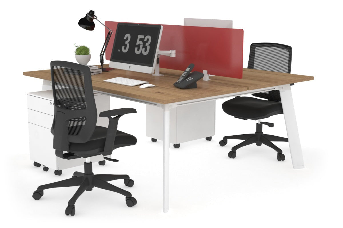 2 Person Workstation with White Frame - 1800L x 800W Switch Desk with Cable Management Scallop for Office & Home Workspace