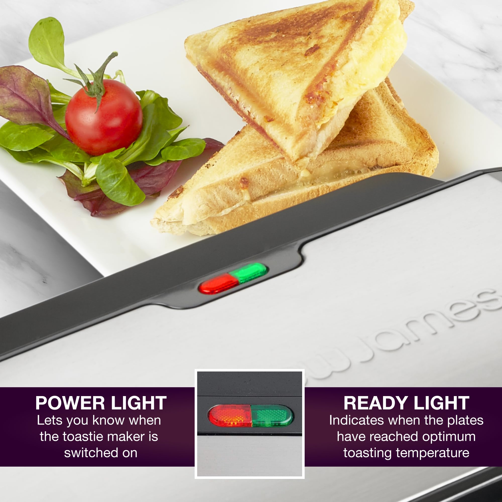 Andrew James 900W Electric Deep Fill Sandwich Maker - 4 Slice Triangle Grill Press with Non-Stick Plates & Cool Touch Handle - Perfect for Thick Cheese Toasties, Paninis & Large Deep Filled Sandwiches - Ideal for Breakfast, Lunch & Quick Snacks at Home or Office