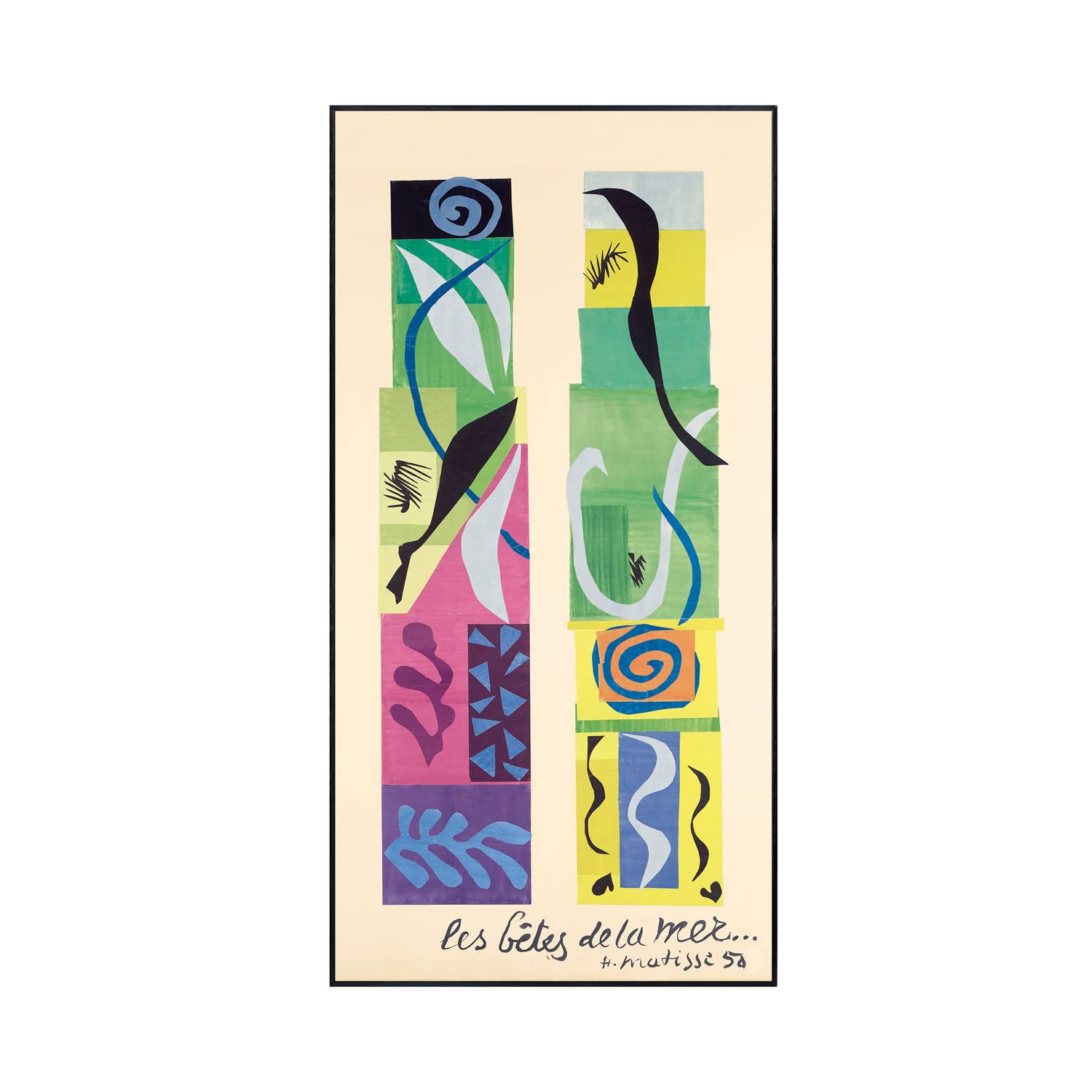 Henri Matisse 'Beasts of The Sea' Framed Canvas Art - Modern Wall Decor for Living Room, Bedroom & Office - Ready to Hang Painting for Home Decoration