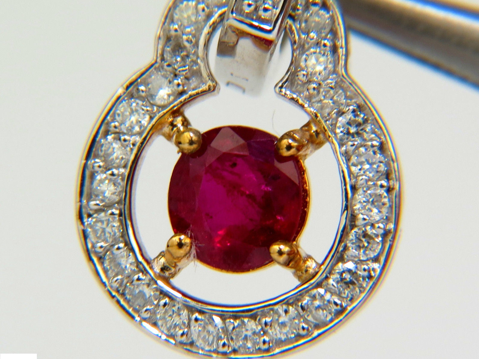 2.40CT Natural Fine Gem Red Ruby Diamond Dangle Hoop Earrings in 14KT Gold - Elegant Jewelry for Women, Perfect for Parties, Weddings & Special Occasions