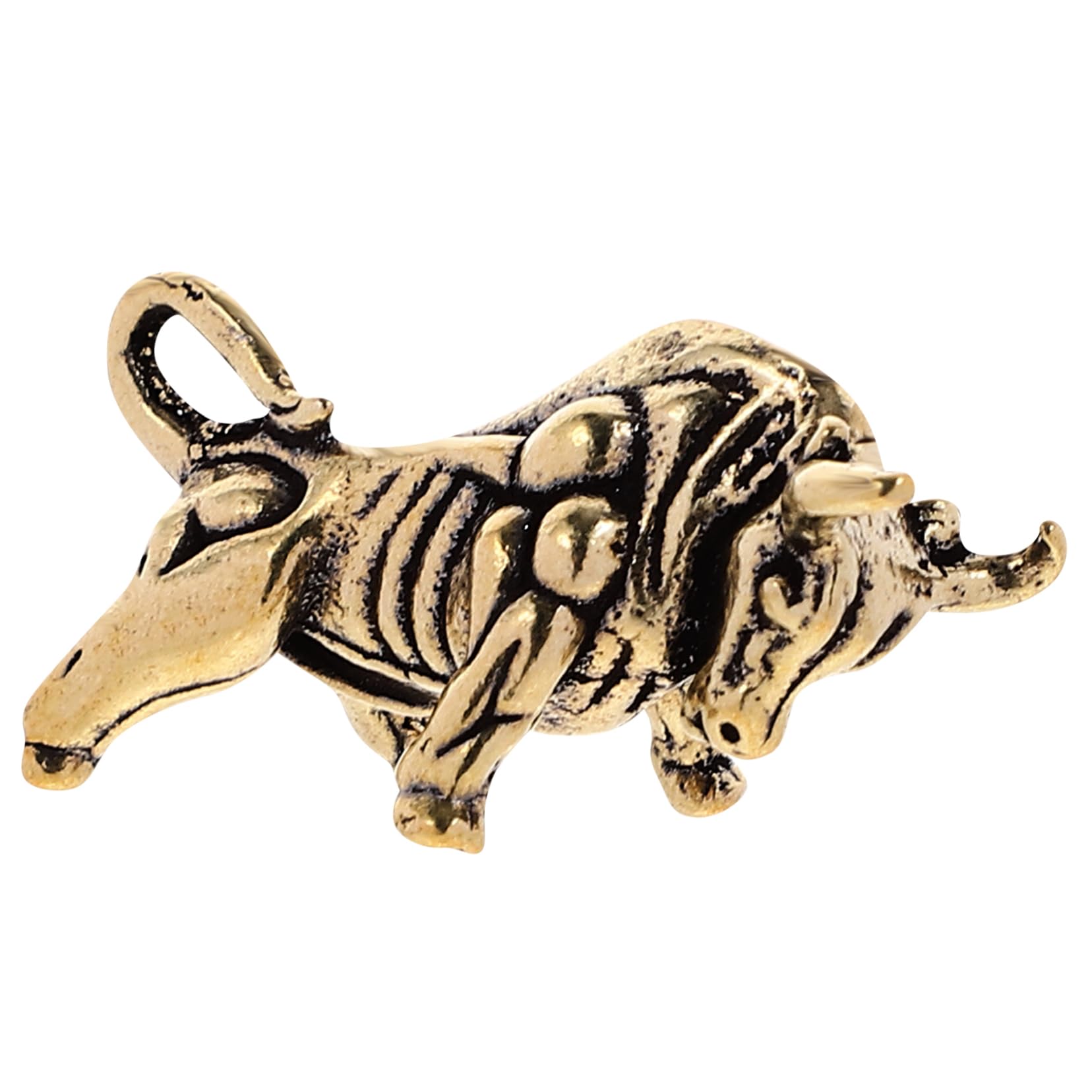 Garneck 2-Piece Brass Zodiac Cow Keychain Set - Chinese Style Key Ring Pendant for Bag, Purse & Gift - Perfect for New Year Decorations & Everyday Carry Accessories