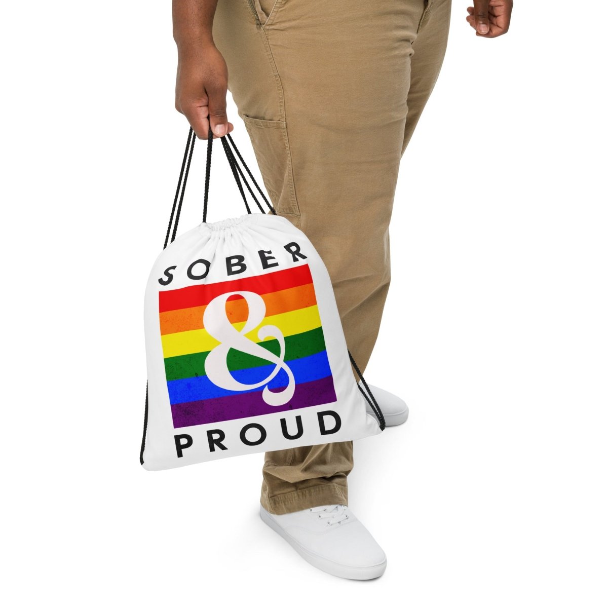 Sober & Proud Drawstring Bag - Motivational Recovery Backpack for AA Meetings, Gym & Outdoor Activities - Lightweight & Durable