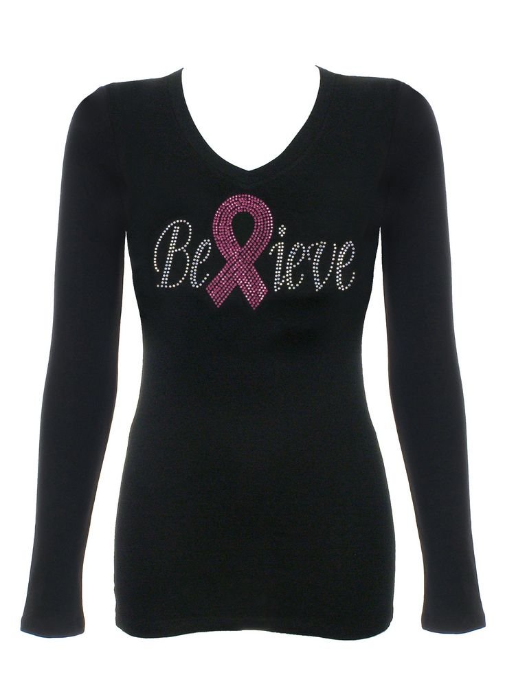 Women's Believe Pink Ribbon Breast Cancer Awareness T-Shirt - Supportive Soft Cotton Tee for Survivors, Fundraisers & Awareness Events | DivaDesigns
