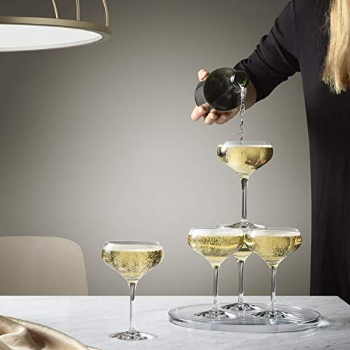 Personalized Orrefors 7oz Crystal Coupe Glasses Set of 4 - Custom Engraved Champagne Glasses for Cocktails, Wedding, Anniversary & Birthday Gifts - Perfect for Celebrations, Housewarming & Elegant Entertaining