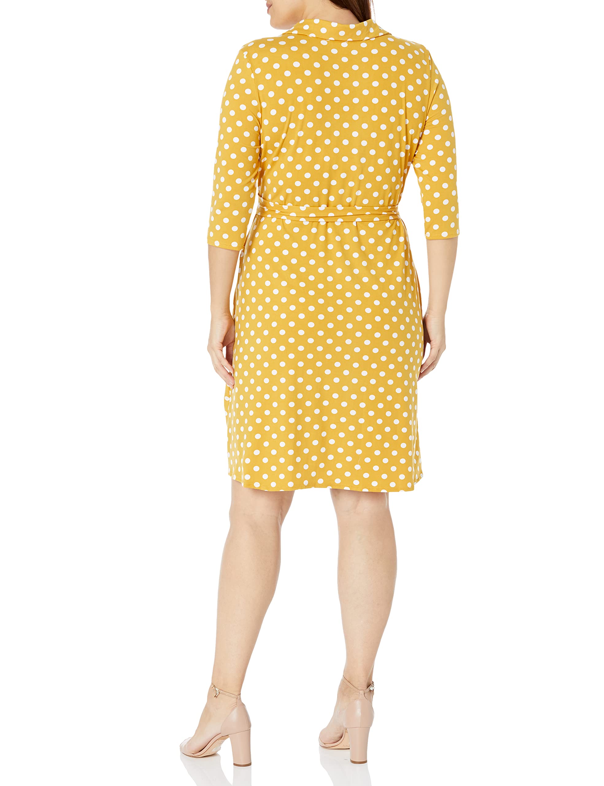 Star Vixen Women's Plus Size Stretch Ponte Knit Wrap Dress with Collar - Elegant Office Wear & Special Occasion Outfit