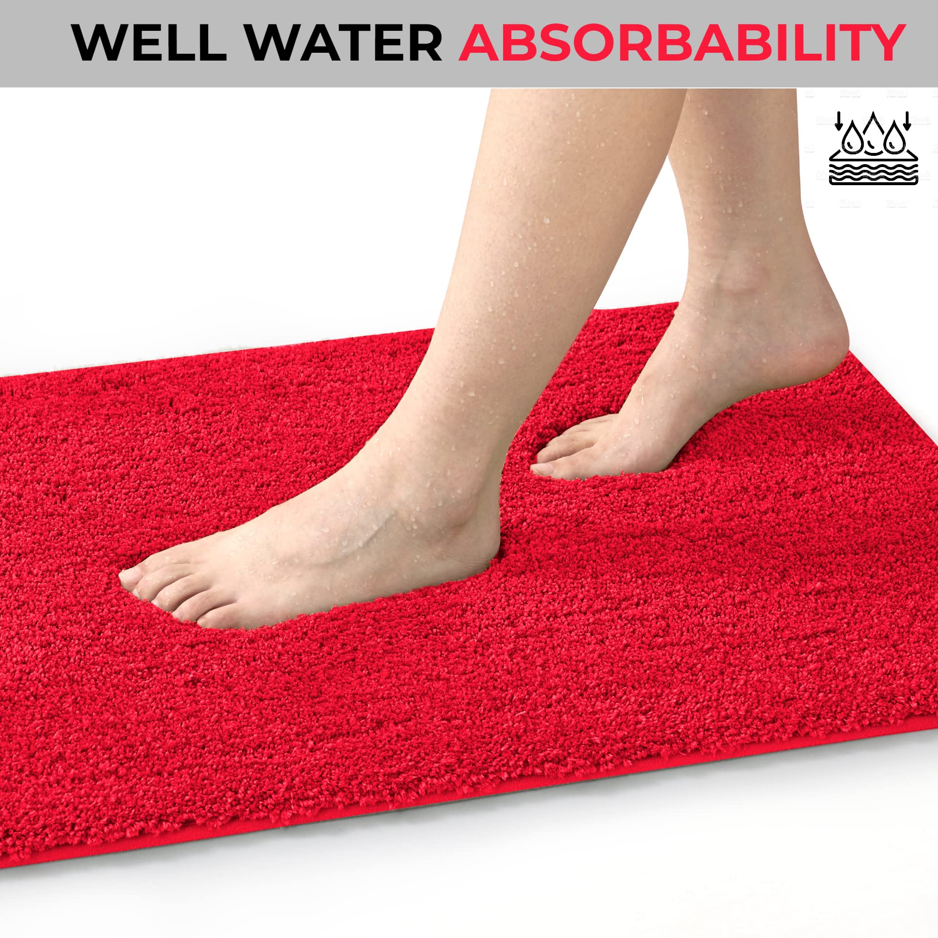 Yafa Home Fashion 2-Piece Soft Microfiber Bath Rug Set - Non-Slip Rubber Backing, Machine Washable Shaggy Bath Mats for Bathroom, Tub & Shower - Perfect for Cozy Bathroom Decor & Safe Floor Protection