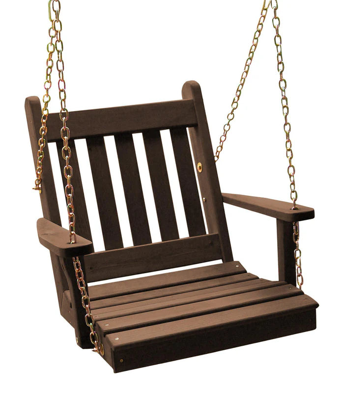 Regallion 2' Traditional Wooden Porch Swing Chair - Outdoor Hanging Swing for Garden, Patio, Deck - Perfect for Relaxing & Lounging