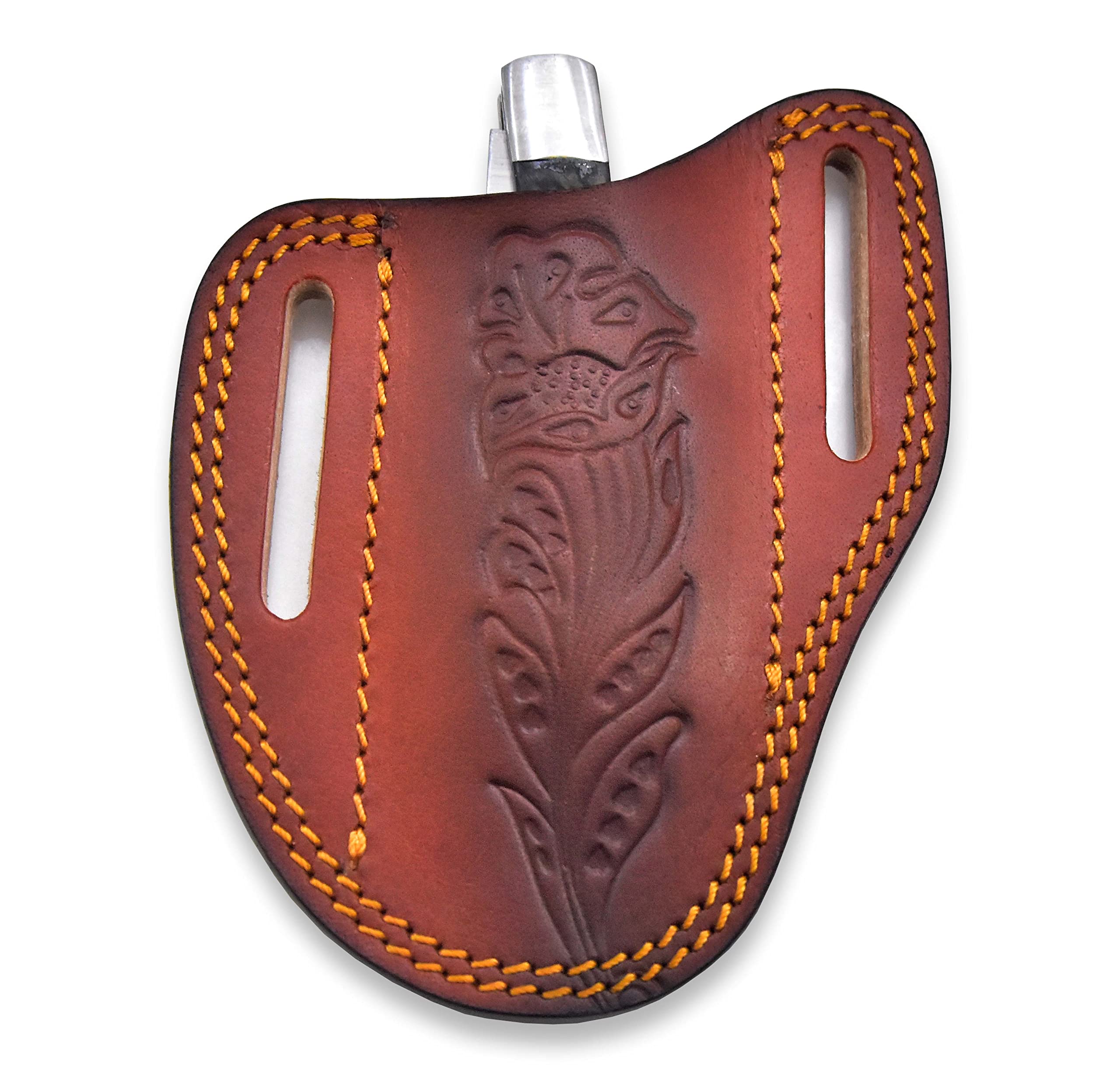 Custom Leather Sheath for Trapper & Hunting Knives - 100% Real Leather, Tan, Dual-Side Carry Design | Perfect for Outdoor Adventures, Camping & Bushcraft