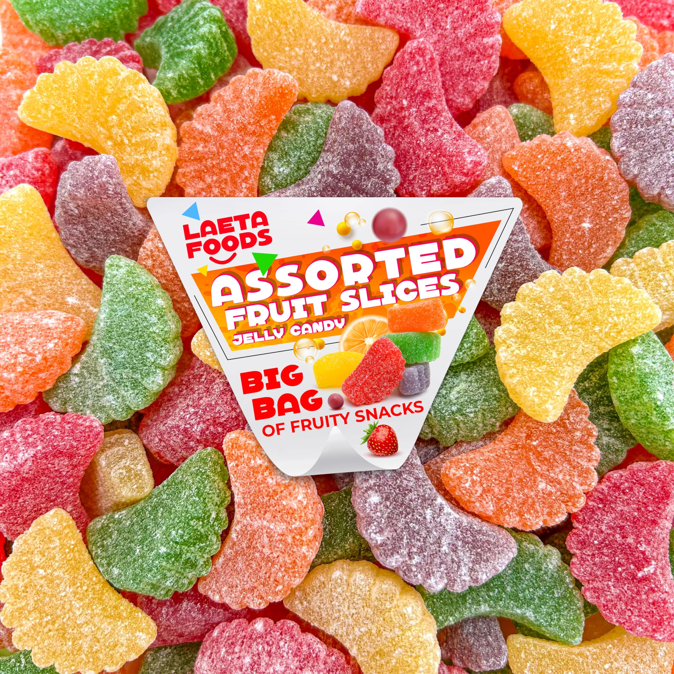 Assorted Fruit Slices Jelly Candy - 2.2lb Bulk Bag - Soft & Chewy Mixed Flavors Gummy Candy - Perfect for Parties, Movie Nights & Office Snacks
