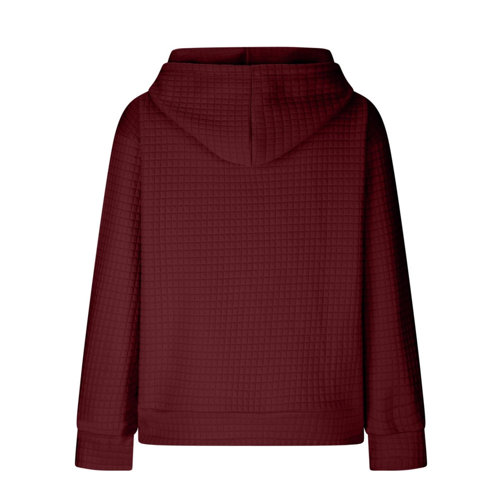 Women's Comfort Hoodies for Anxiety Relief - Soft Long Sleeve Waffle Pullover with Drawstring & Pocket - Cozy Loose Hooded Sweatshirt for Relaxing at Home, Yoga, or Casual Outings
