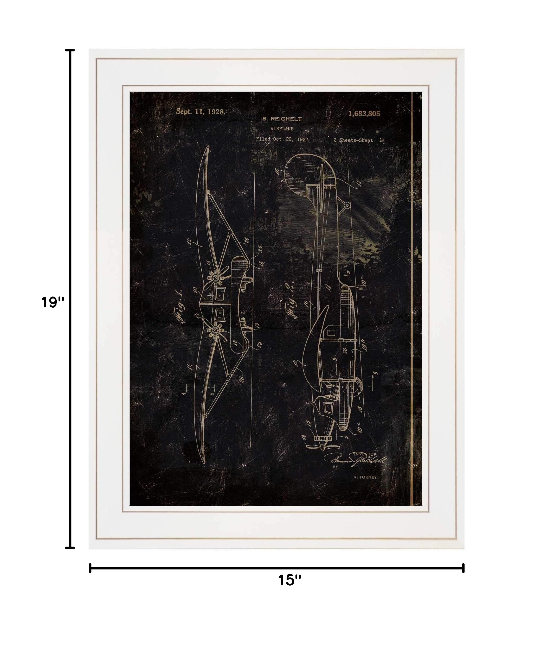 Cloverfield & Co. Airplane Patent II Framed Wall Art - Modern Home Decor for Living Room & Bedroom - White Framed Print - Perfect for Office, Nursery & Dorm Room Decor