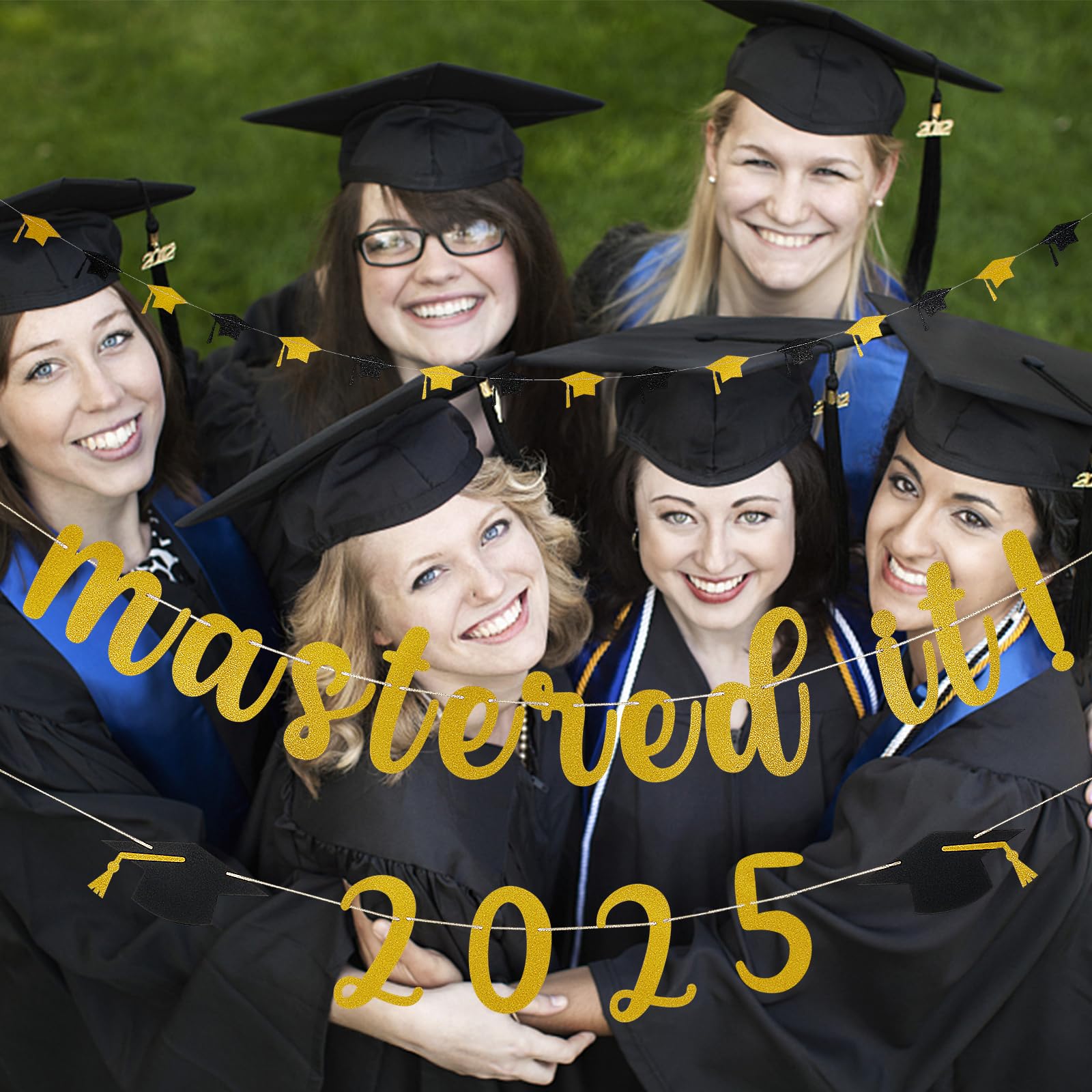 2025 Graduation Banner - Gold Mastered It Degree Decor for College & University | Masters Graduation Party Supplies, Wall Hanging for 2025 Commencement Ceremony | Perfect for Graduation Photos, Class Reunions & Academic Celebrations