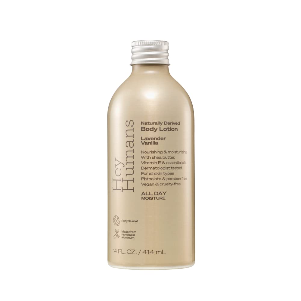 HEY HUMANS Lavender Vanilla Body Lotion - 14 fl oz | Moisturizing & Soothing Dry Skin | Perfect for Daily Hydration & Relaxation Before Bed