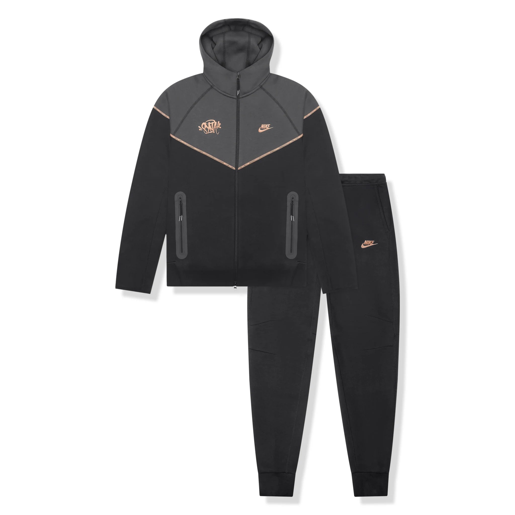Syna World x Nike Central Cee Tech Fleece Black Tracksuit for Men - Stylish Streetwear Jogging Suit for Running, Gym & Casual Wear