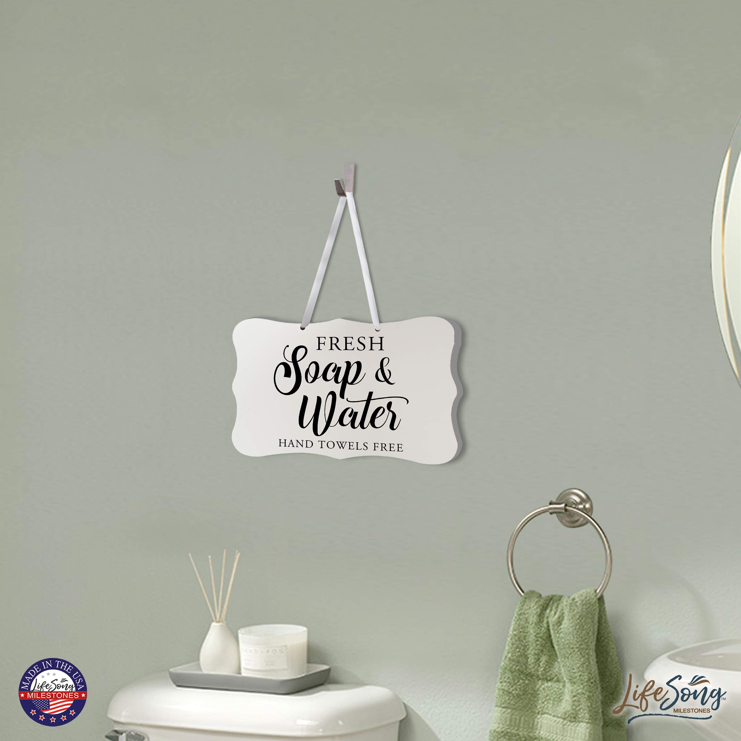 Farmhouse Bathroom Signs - Rustic Wooden Decor with Funny Quotes for Home & Office