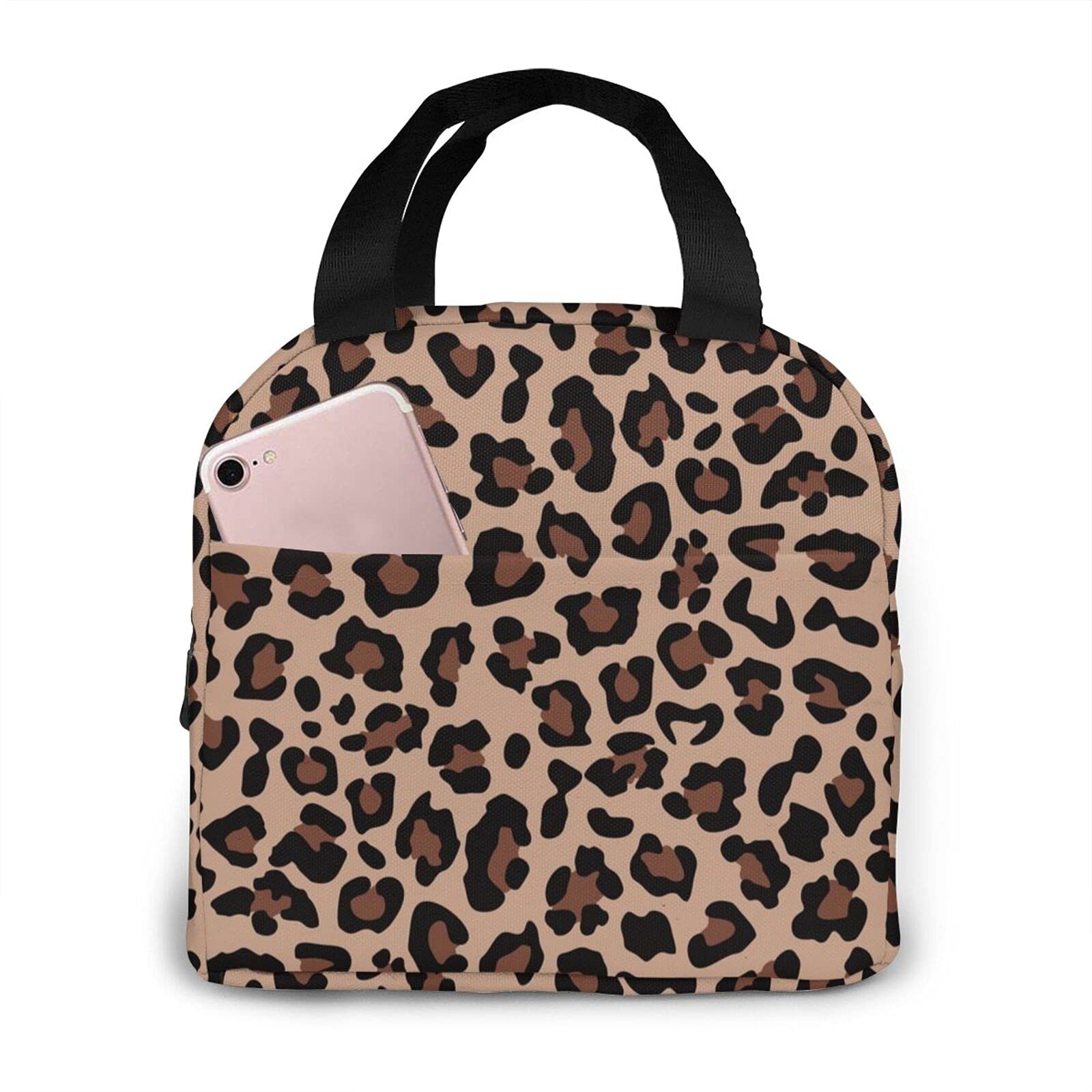Leopard Print Insulated Lunch Bag for Women & Men - Thermal Reusable Cooler Tote with Containers for Work, School, Picnic & Outdoor Activities | Cheetah Animal Print Lunch Box for Kids, Girls & Boys