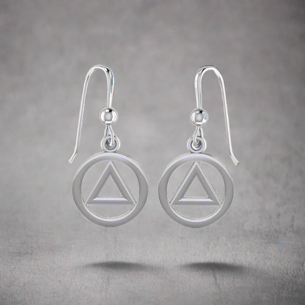 Sobriety Circle Silver Earrings for Women - Minimalist Sterling Silver Hoop Earrings - JE058 - Perfect for Everyday Wear, Gifts & Special Occasions