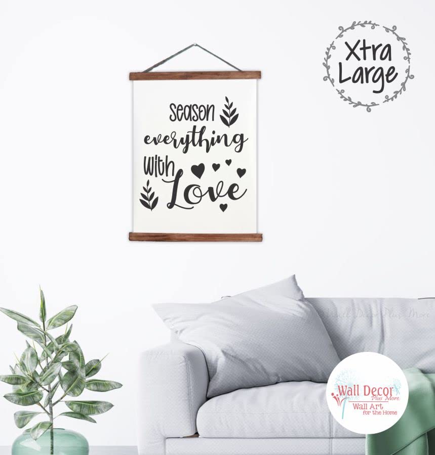 Season Everything With Love Hanging Canvas Art - 23x30 Inch Kitchen Wall Decor - Ready to Hang Scroll Art Prints for Home & Restaurant - Perfect for Farmhouse, Modern & Rustic Kitchen Decorations