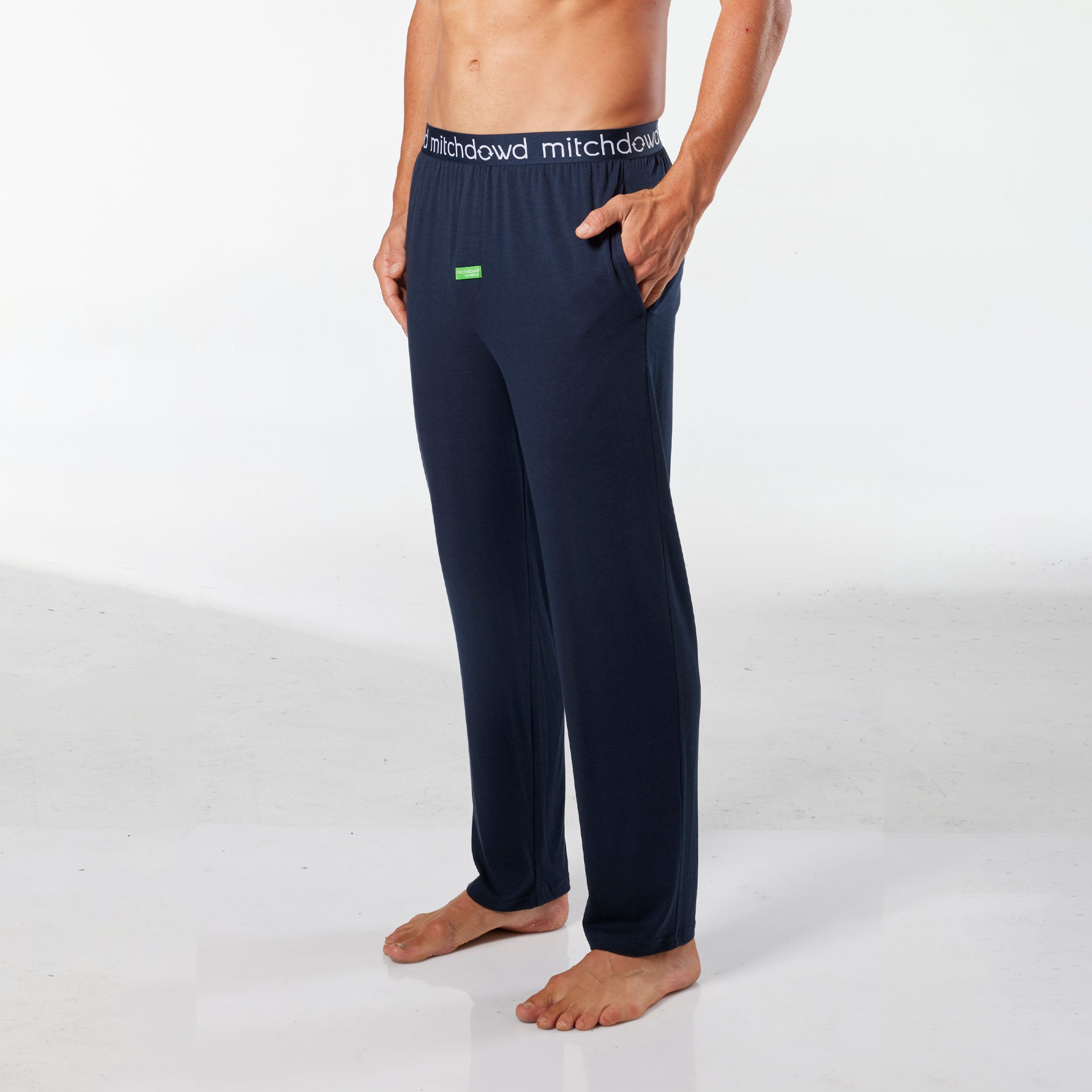 Men's Soft Bamboo Knit Sleep Pants - Navy Blue Comfortable Lounge Pajama Bottoms for Relaxing at Home & Sleeping