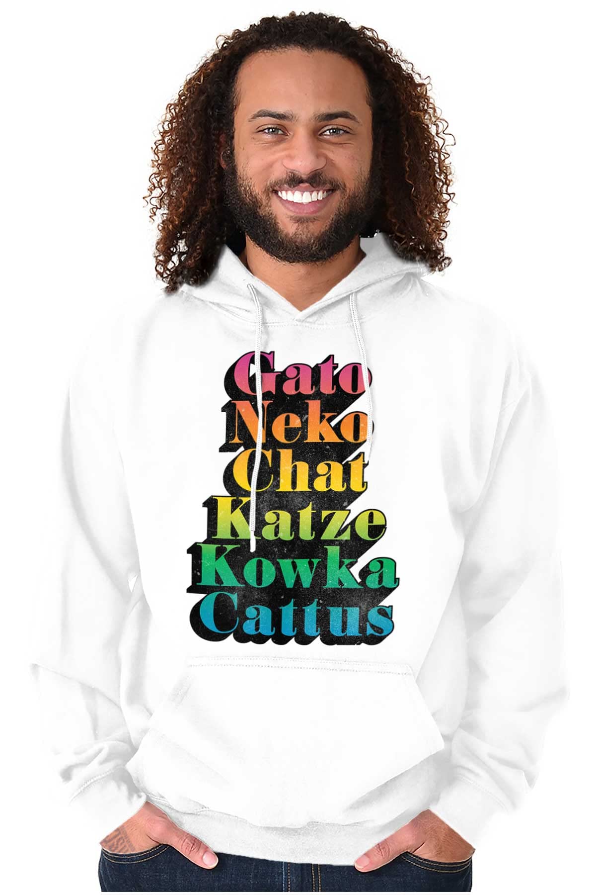 Brisco Brands Cat Translation Around the World Hoodie Sweatshirt - Unisex Pullover for Women & Men | Cute Graphic Cat Lover Apparel for Casual Wear, Street Style & Gifts