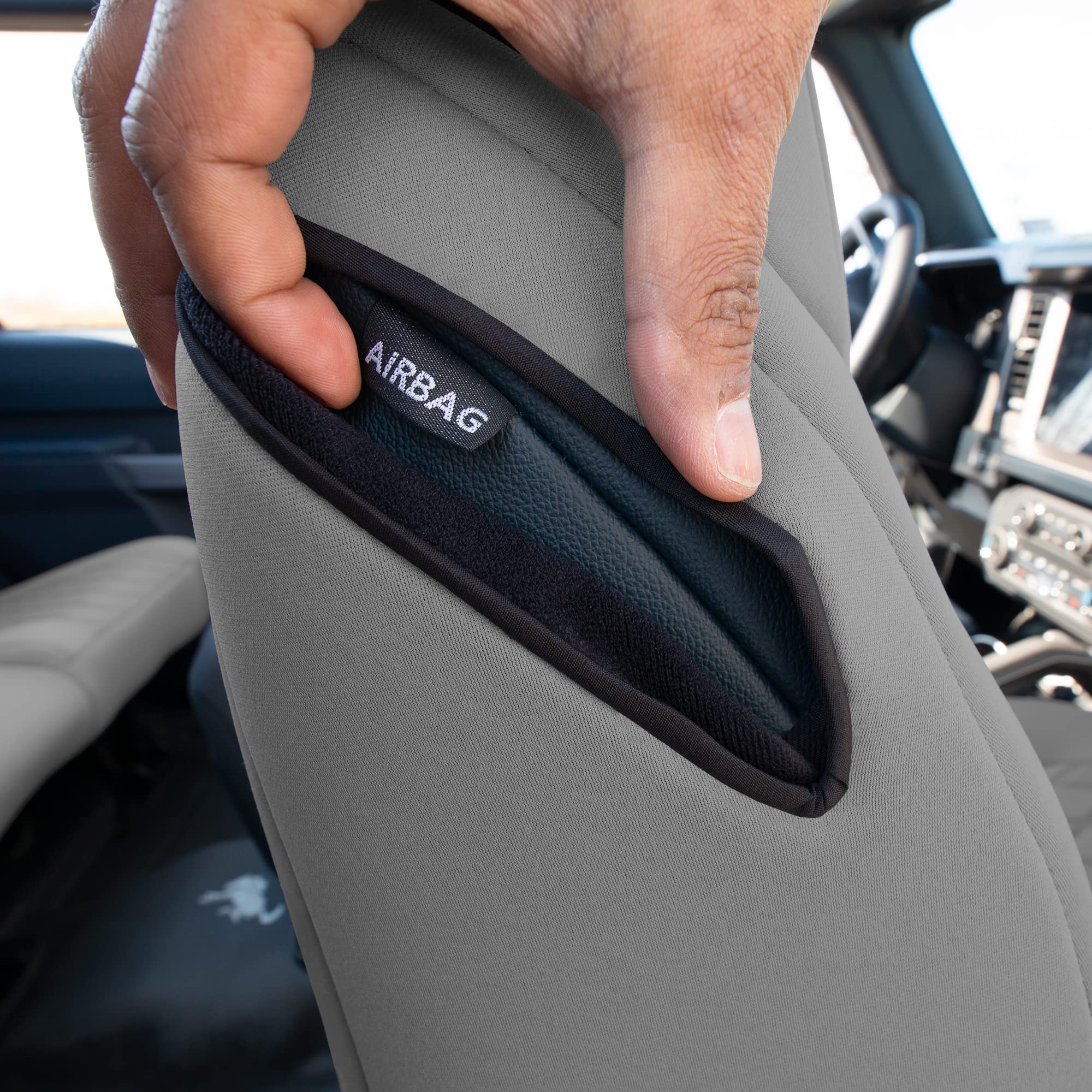 Custom Fit Neoprene Seat Covers for 2021-2022 Ford Bronco SUV - Water Resistant Neosupreme Front Set in Solid Gray | Perfect for Off-Roading, Camping & Daily Commute