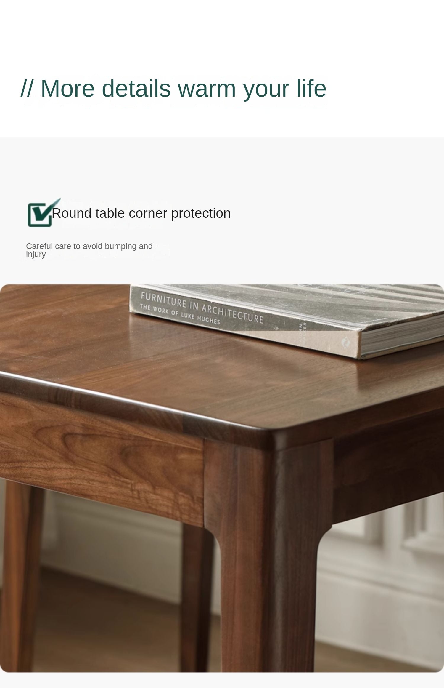 Premium Black Walnut Solid Wood Rectangular Dining Table - 6-Seater Rustic Farmhouse Style for Dining Room & Kitchen | Handcrafted Eco-Friendly Furniture