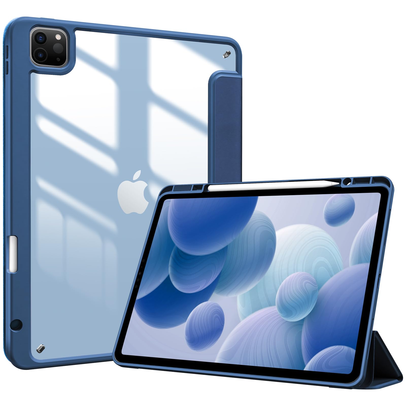 ProCase iPad Pro 12.9 Case (6th/5th/4th/3rd Gen 2022-2018) - Clear Protective Cover with Apple Pencil Holder & Auto Sleep/Wake | Slim Fit, Shockproof Design for Work, School & Travel